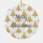 Elegant Gold Glitter & White marble kerstboom Keramisch Ornament (Achterkant)