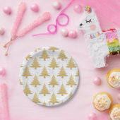 Elegant Gold Glitter & White marble kerstboom Papieren Bordje (Feest)