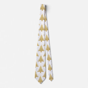 Elegant Gold Glitter & White marble kerstboom Stropdas