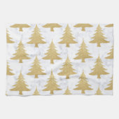 Elegant Gold Glitter & White marble kerstboom Theedoek (Horizontaal)