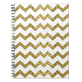 Elegant Gold Glitter & White Stripes Notitieboek (Voorkant)