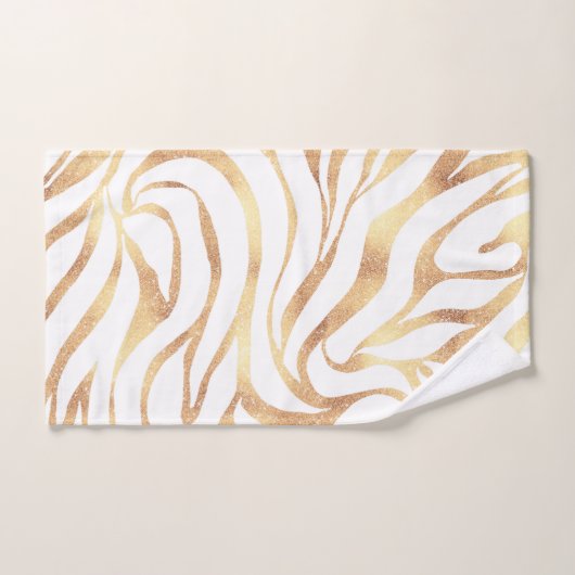 Elegant Gold Glitter Zebra White Animal Print Bad Handdoek (Handdoek)