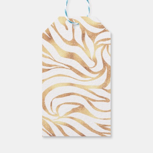 Elegant Gold Glitter Zebra White Animal Print Cadeaulabel (Achterkant)