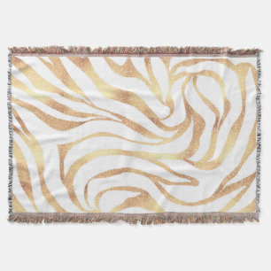 Elegant Gold Glitter Zebra White Animal Print Deken