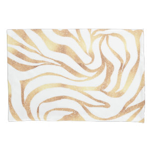 Elegant Gold Glitter Zebra White Animal Print Kussensloop