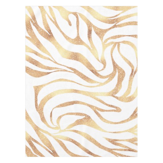Elegant Gold Glitter Zebra White Animal Print Tafelkleed (Voorkant)