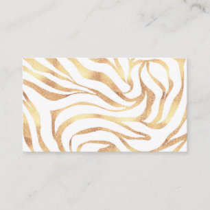 Elegant Gold Glitter Zebra White Animal Print Visitekaartje