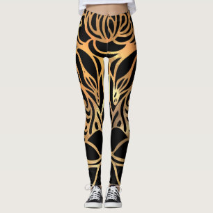 Elegant Gold Glitter-Zebra zwarte proefdruk Leggings