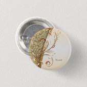 Elegant Gold Glittery Swirls Ronde Button 3,2 Cm (Voorkant /achterkant)