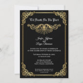 Elegant gold Gothic Halloween wedding Invitation (Devant)