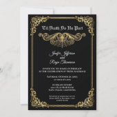 Elegant gold Gothic Halloween wedding Invitation (Devant)