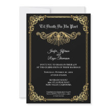 Elegant gold Gothic Halloween wedding Invitation