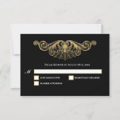 Elegant gold Gothic Halloween Wedding RSVP Card (Devant)