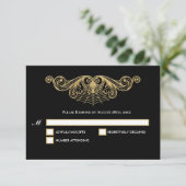 Elegant gold Gothic Halloween Wedding RSVP Card (Debout devant)