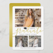 Elégant Gold Grad Collage Graduation Invitation (Devant / Derrière)