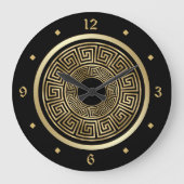 Elegant Gold Greek Keys Pattern Grote Klok (Voorkant)