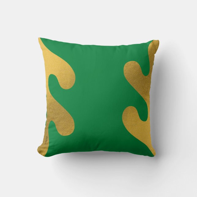 Elegant Gold Green Abstract Leaf Kussen (Voorkant)