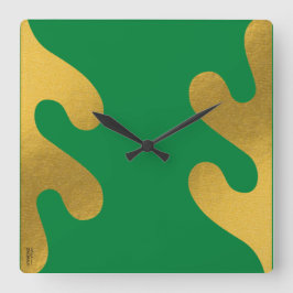 Elegant Gold Green Abstract Leaf Vierkante Klok