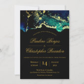 Elegant Gold Green Black Wedding Invitation Kaart (Voorkant)