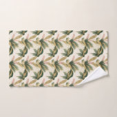 Elegant Gold & Green Botanical Leaf Pattern (Serviette à main)