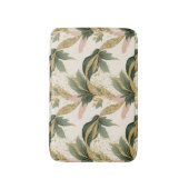 Elegant Gold & Green Leaf Pattern Touch of Pink Badmat (Voorkant Verticaal)