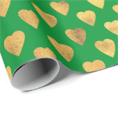 Elegant Gold Green Love Heart Pattern Cadeaupapier (Rol Hoek)