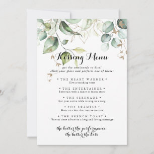 Elégant Gold Green Mariage Kissing Menu Jeu