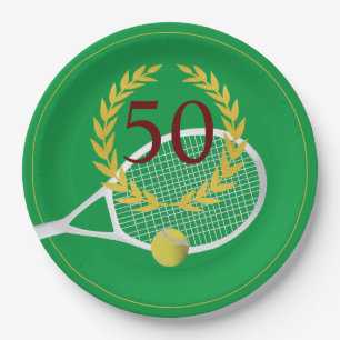 Elegant Gold Green Tennis 50e verjaardag Papieren Bordje