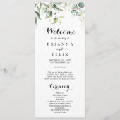 Elegant Gold Greenery Calligraphy Wedding Programm Programma (Voorkant)