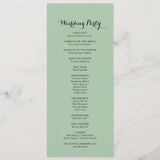 Elegant Gold Greenery Calligraphy Wedding Programm Programma (Achterkant)