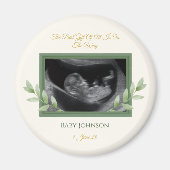 Elegant Gold Greenery Christmas Baby Announcement Magneet (Voorkant)