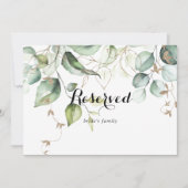 Elegant Gold Greenery Wedding Reserved Sign (Voorkant)