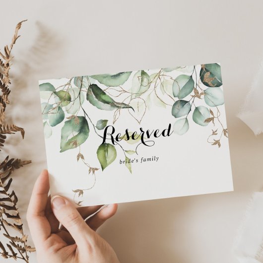 Elegant Gold Greenery Wedding Reserved Sign
