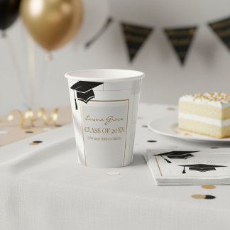Elegant Gold & Grey Graduation Party Papieren Bekers