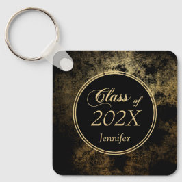 Elegant Gold Grunge over zwart Afstuderen Sleutelhanger