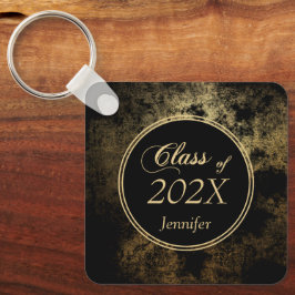 Elegant Gold Grunge over zwart Afstuderen Sleutelhanger