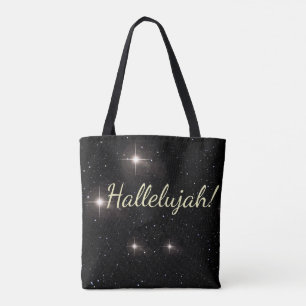 Elegant Gold 'Hallelujah!' Starry Black Holiday Draagtas