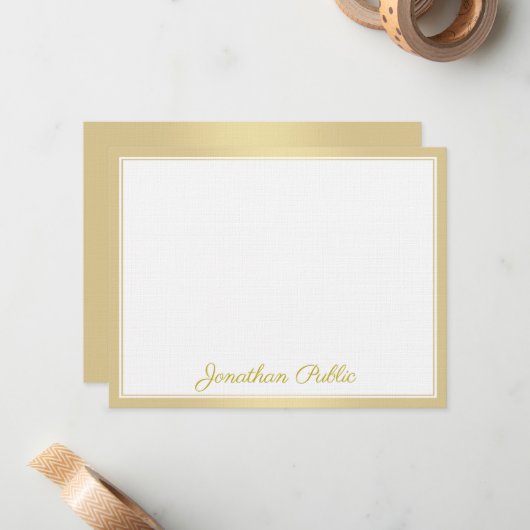 Elegant Gold Hand Script Text Sjabloon Luxe (Voorkant / Achterkant in situ)