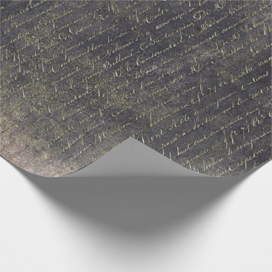 Elegant Gold Handwrite Letter on Black T Cadeaupapier (Hoek)