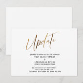 Elegant Gold Handwrite Postponed Wedding Update Kaart (Voorkant / Achterkant)