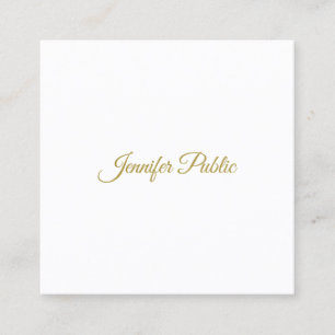 Elegant Gold Handwrited Script Minimal Design Vierkante Visitekaartje