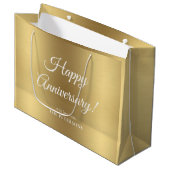 Elégant Gold Happy Anniversaire Nom Grand sac cade (Devant Angle)