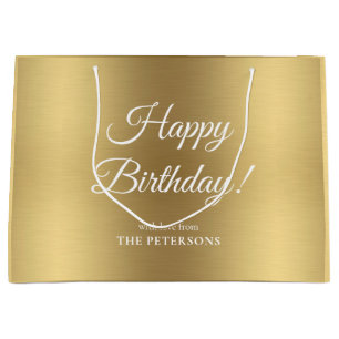 Elegant Gold Happy Birthday met naam Groot Cadeauzakje