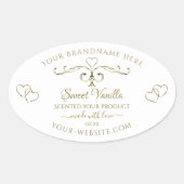 Elegant Gold hart op witte productlabels Ovale Sticker (Voorkant)