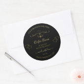 Elegant Gold hart op zwarte productlabels Ronde Sticker (Envelop)