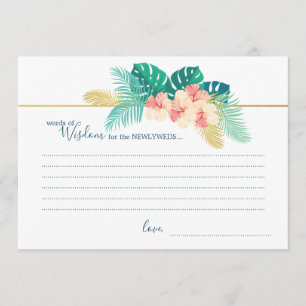 Elegant Gold Hawaiian Hibiscus Wedding Wisdom Card Aankondiging