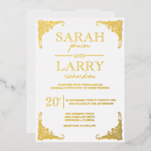 Elegant Gold Hawaiian Traditional Wedding Folie Uitnodiging