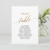 Elegant Gold Head Table Seating Chart Kaart (Staand voorkant)