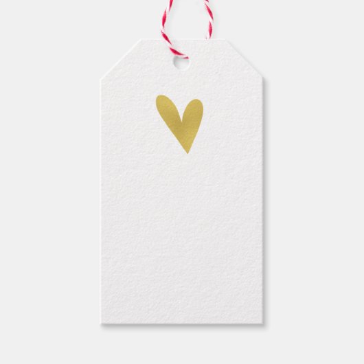 Elegant Gold Heart Custom Gift Labels | Wit Cadeaulabel (Voorkant)