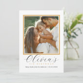 Elegant Gold Heart Script Photo Birthday Bedankkaart (Staand voorkant)